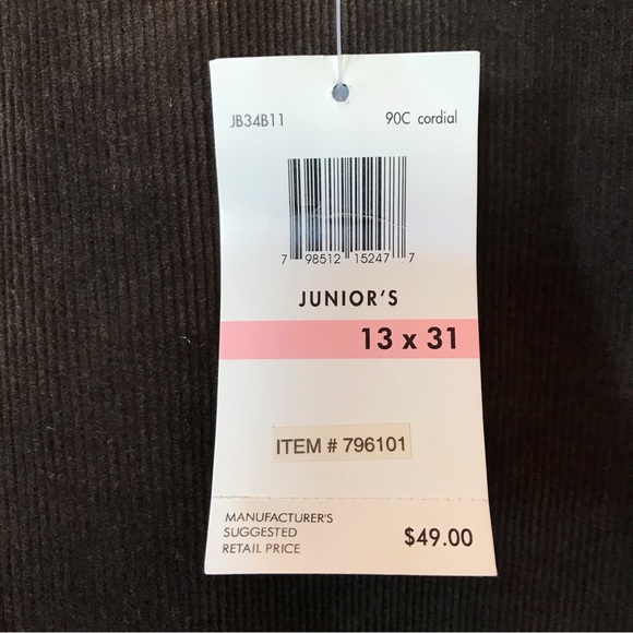 Calvin Klein Jeans Brown Stretch Corduroy Flare Leg Casual Pants Size 13 - Picture 13 of 14